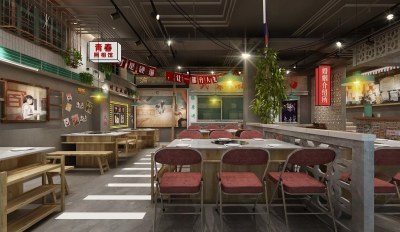 工业风怀旧火锅店3D模型下载